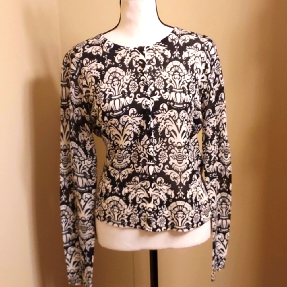 LOFT Women's Cardigan - Black and White